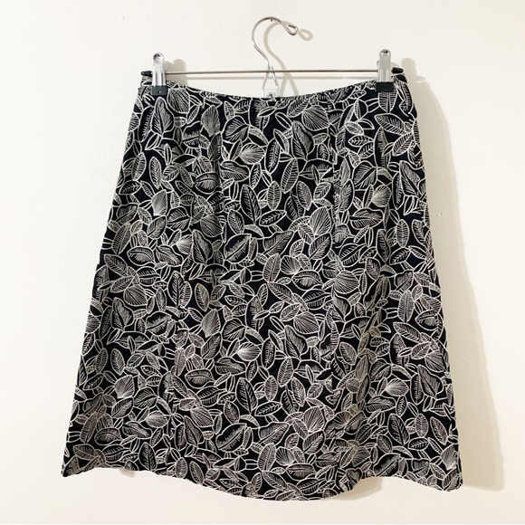 Talbots Cotton Embroidered Foliage Leaf Print Fully Lined A-line Skirt Side Zip - Picture 3 of 11